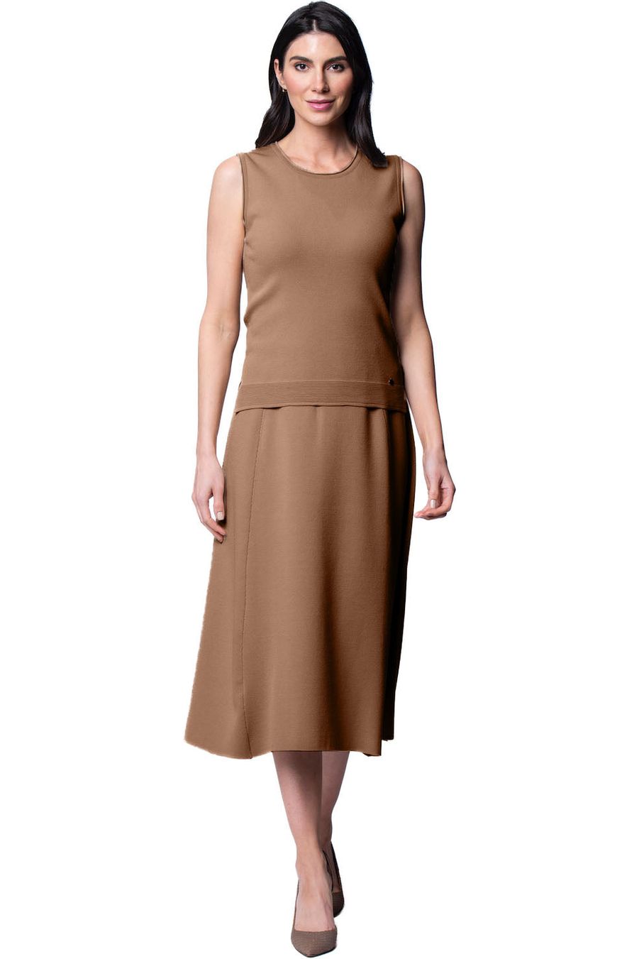 Natalie A-Line Midi Skirt; Mocha