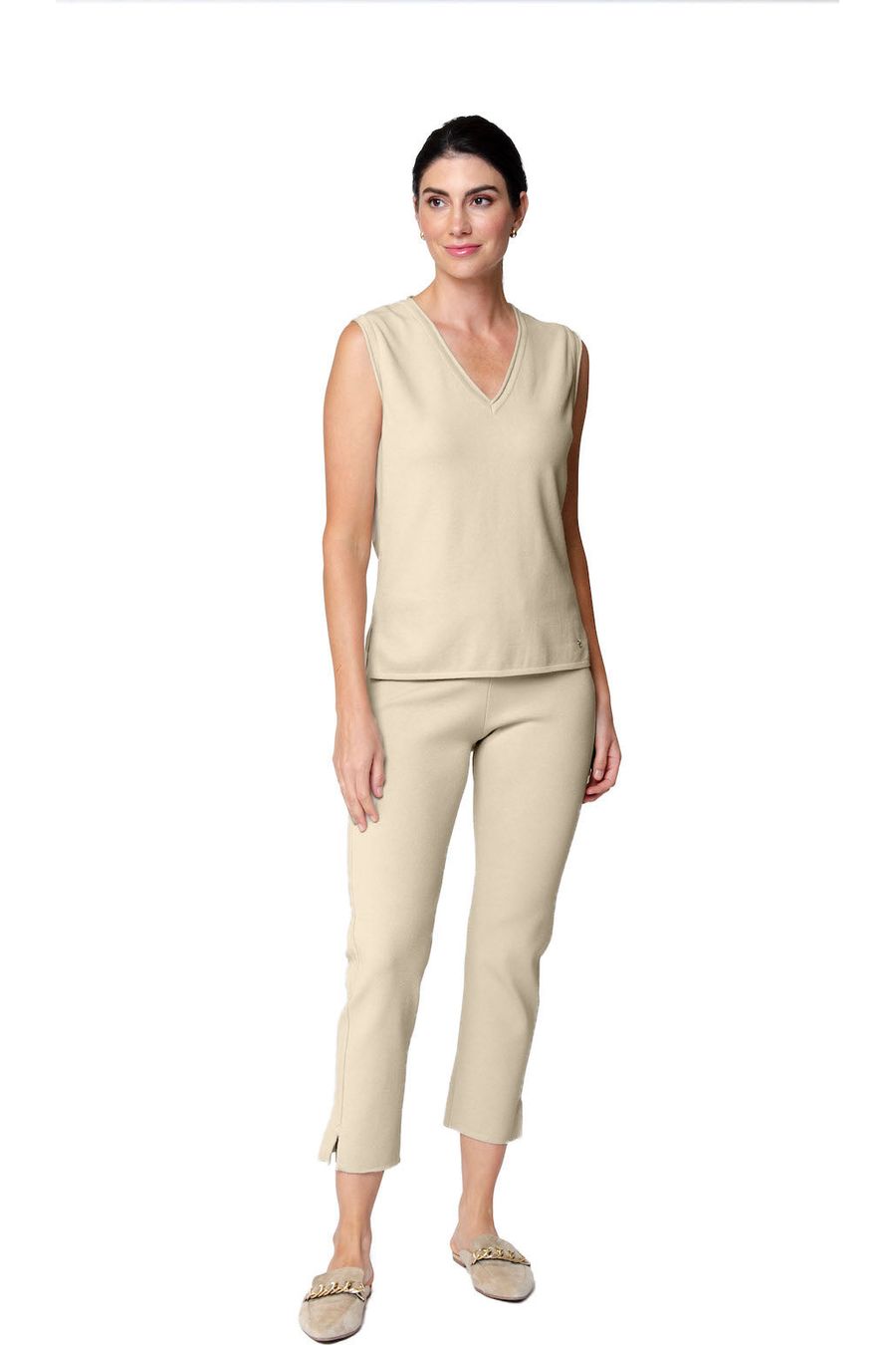 Victoria V-Neck Tank Top, Warm Beige