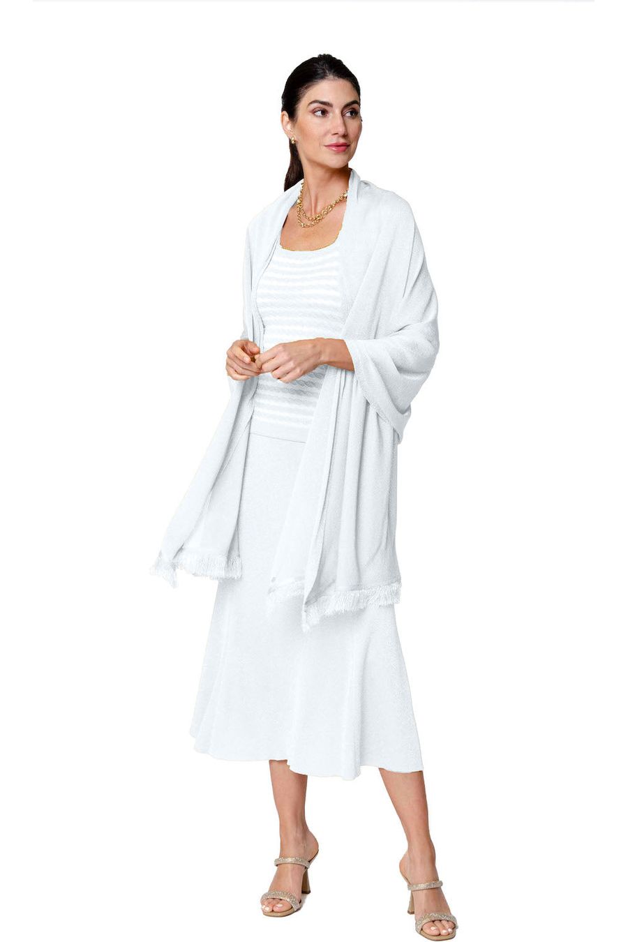 Star Dust Shimmer Shawl; Silver White