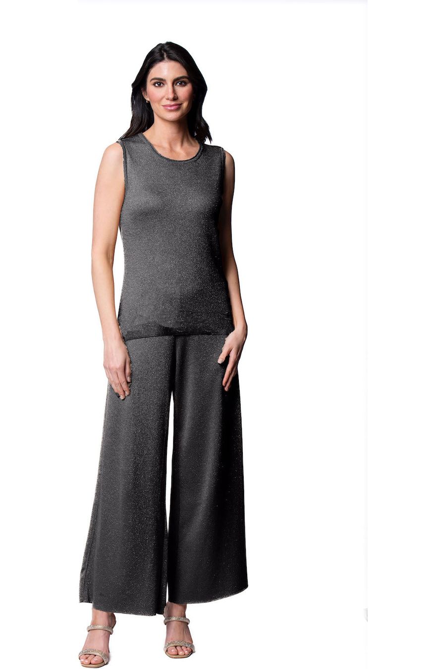 Tessa Tank Top; Silver Black