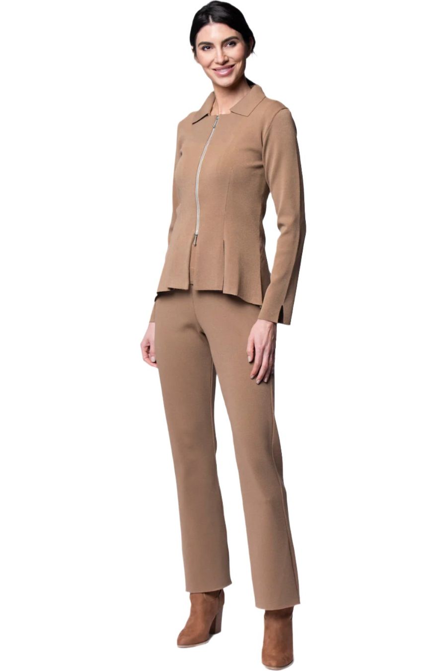 Nikkie Flat-Knit Zip Jacket ; Mocha