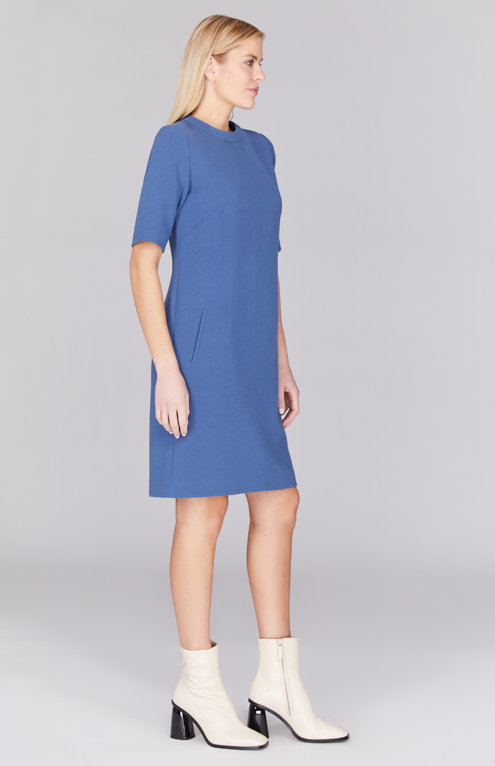 Double Face Short Sleeve Shift Dress