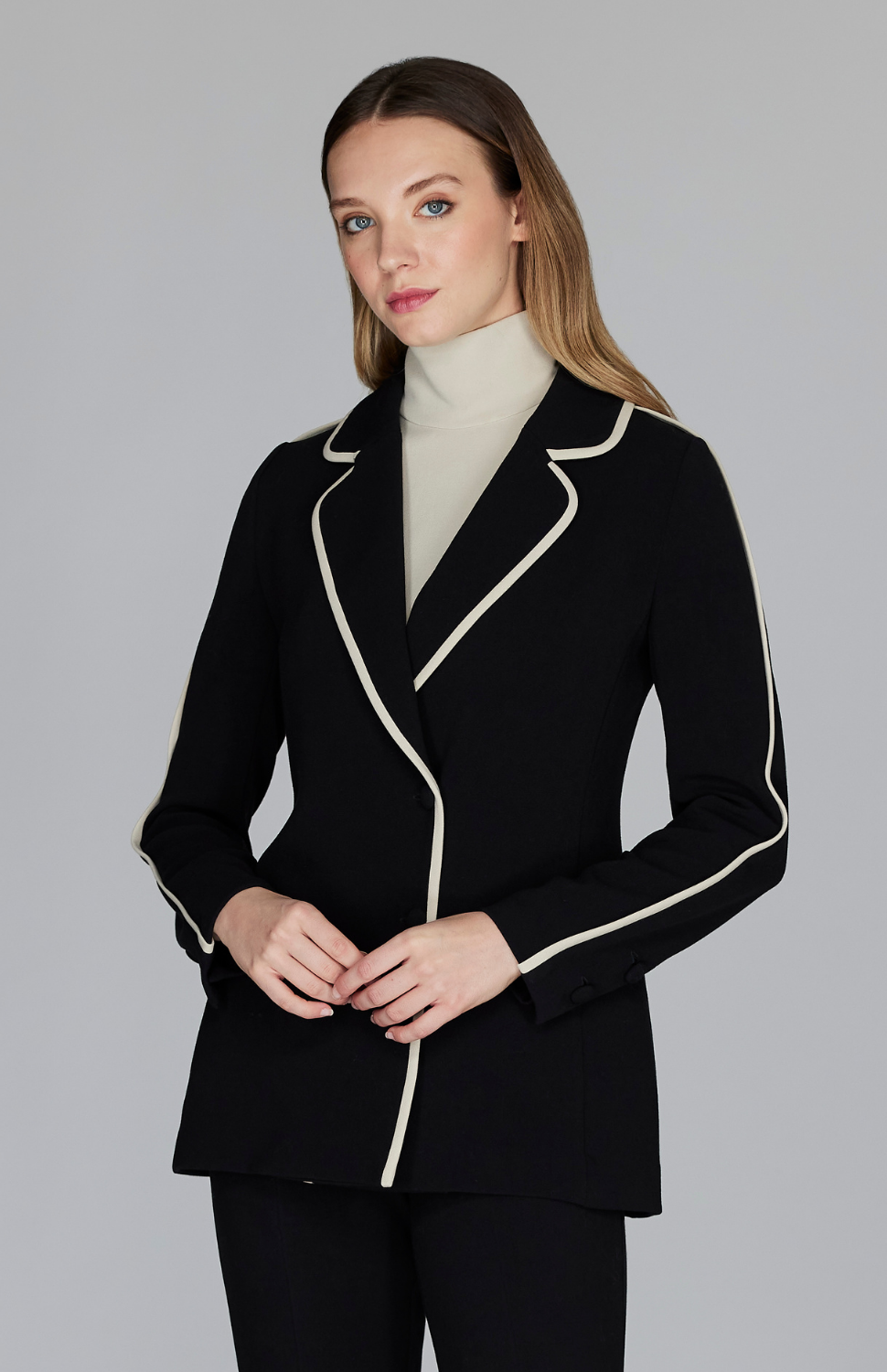 Double Face Boyfriend Blazer W/ Contrast Bias