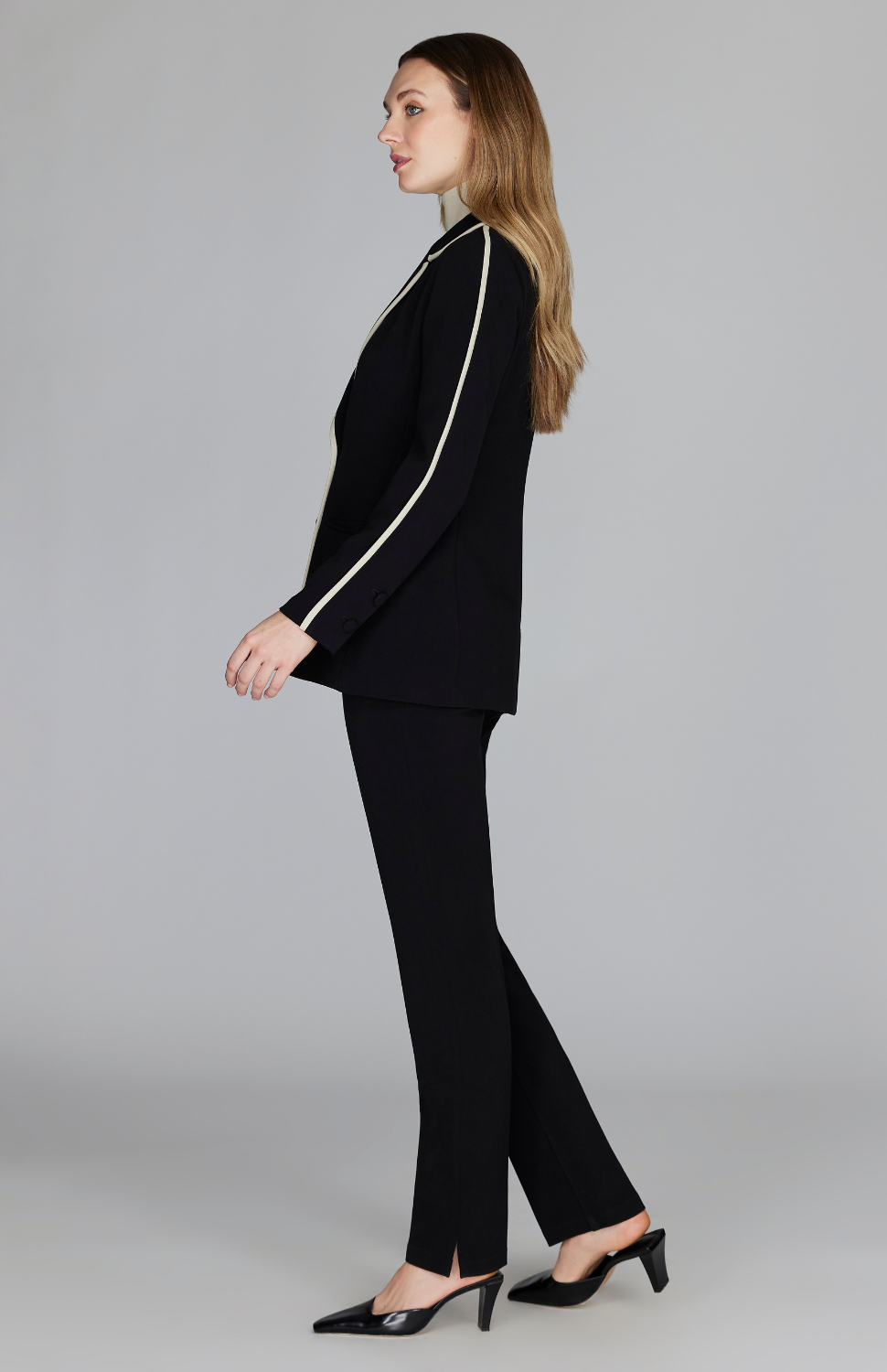 Double Face Boyfriend Blazer W/ Contrast Bias