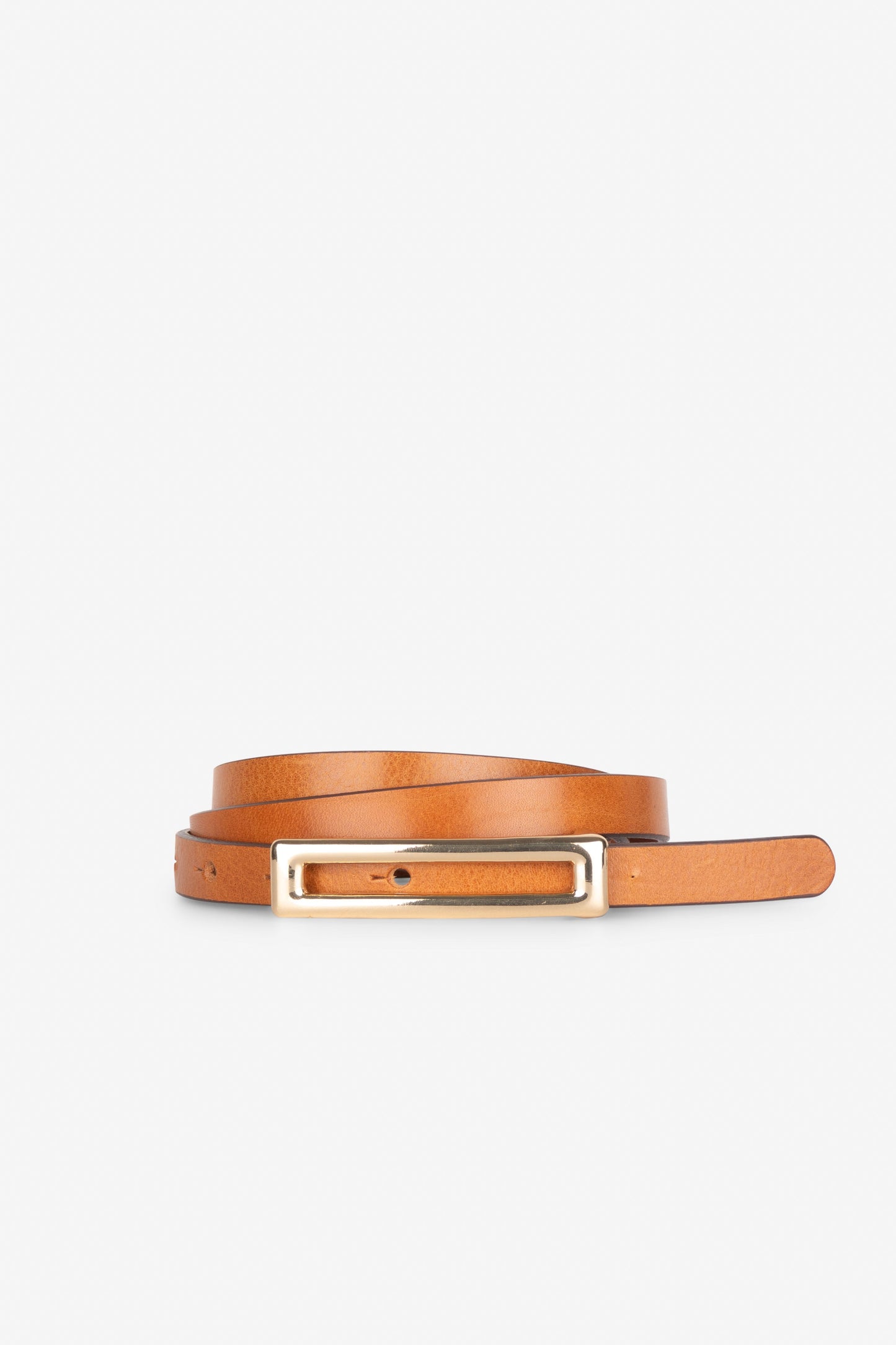 Skinny Genuine Leather Belt With Rectangle Buckle - Banebrook Collections