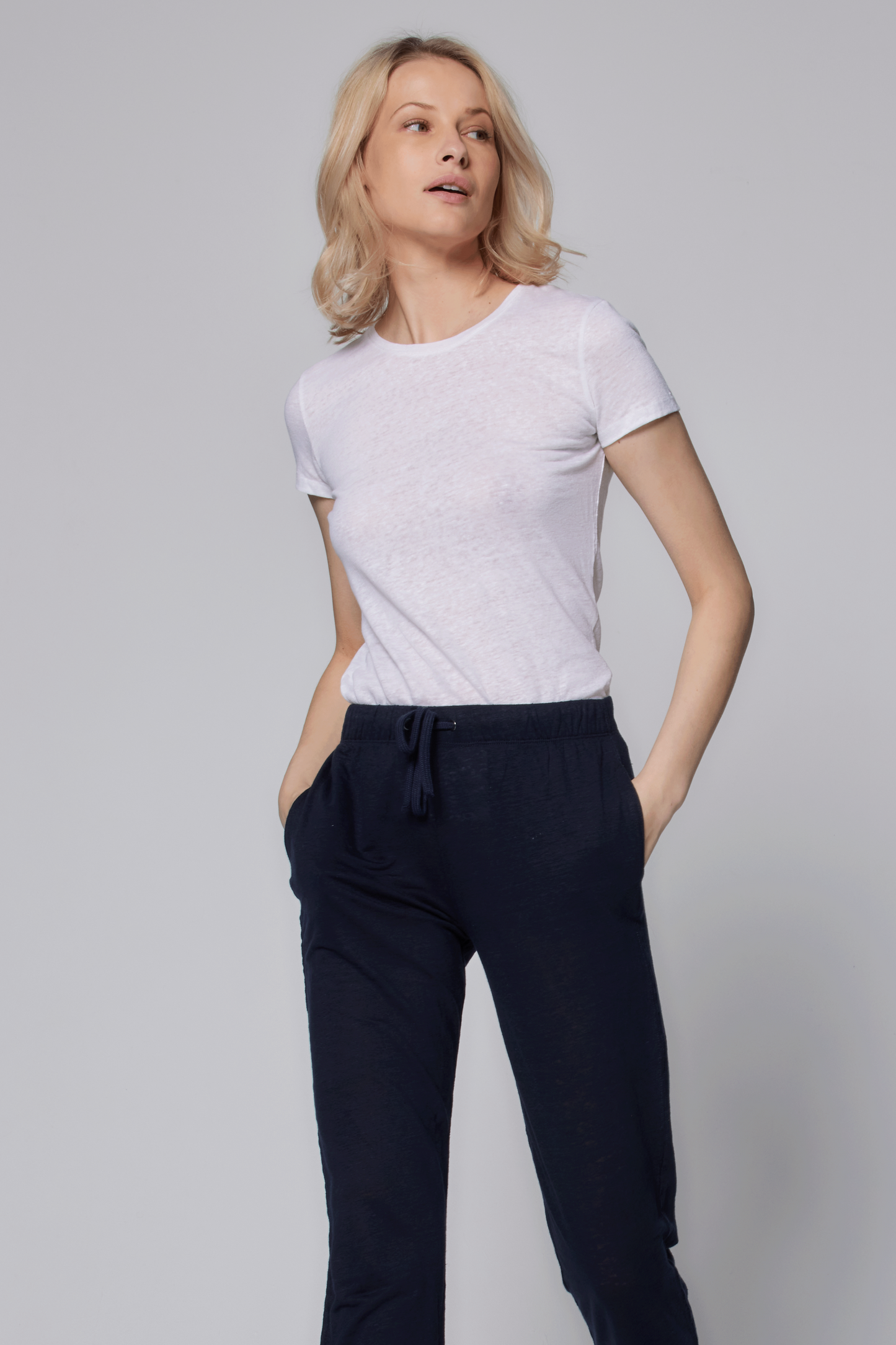 Stretch Linen Short Sleeve Crewneck T-Shirt - CREW S/S - Majestic Filatures North America