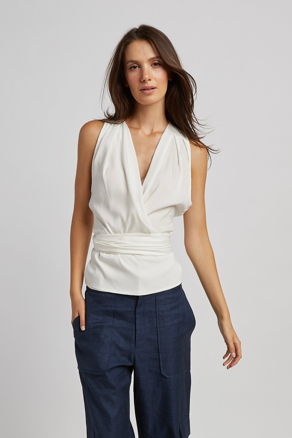 Remi Sleeveless Wrap Top W/ Sash