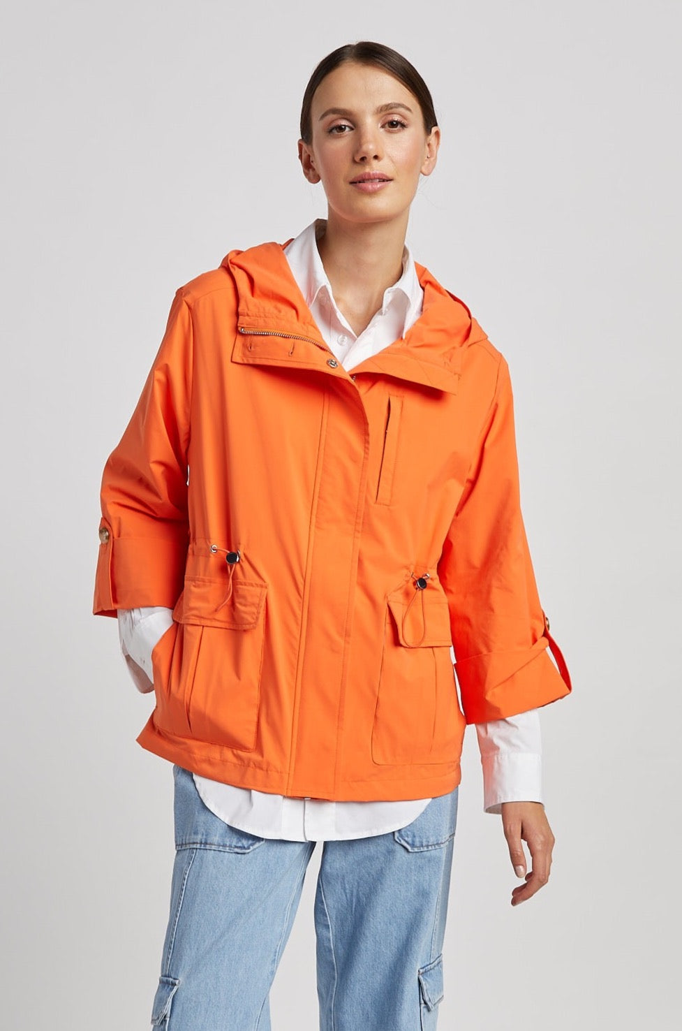 Roseline Hooded Anorak W/ Rolled-Up Sleeves & Waist Toggle