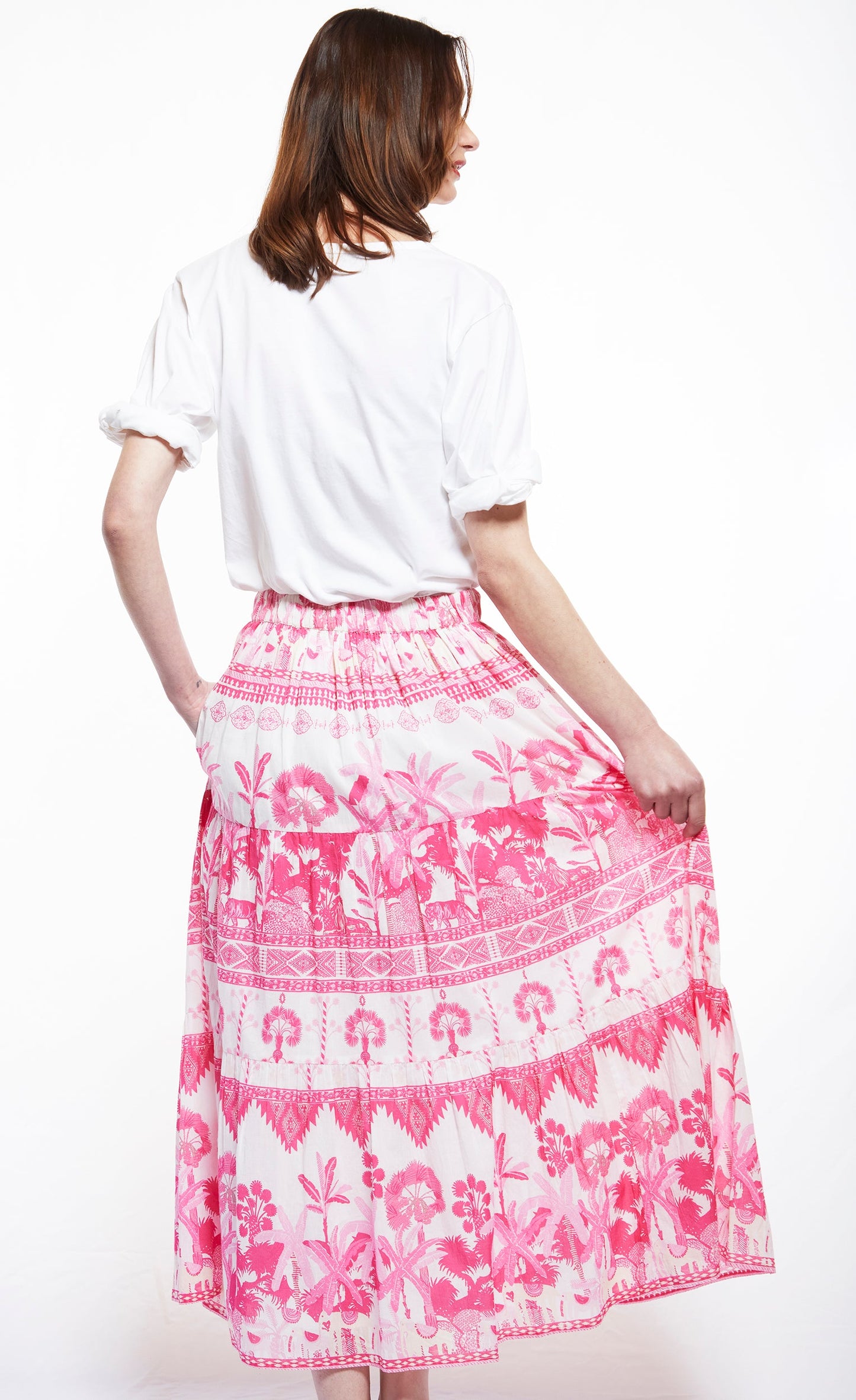 Woodstock Skirt with Pink Ikat Print XS / 3000-M605