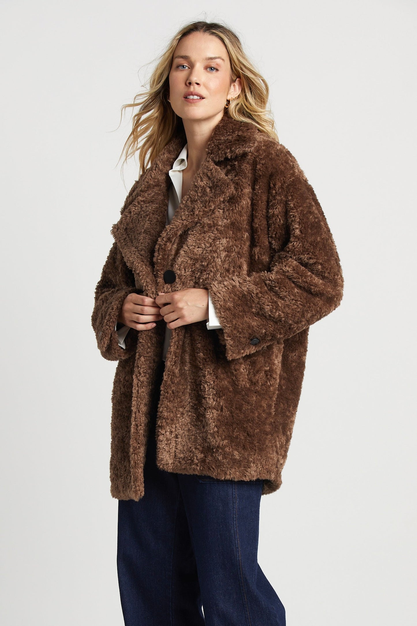 Saskia Mid Length Faux Fur Coat