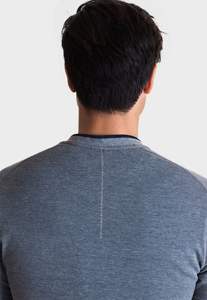 Seamless V-Neck Pullover Shirt-Long Sleeve Shirts-Buki-back