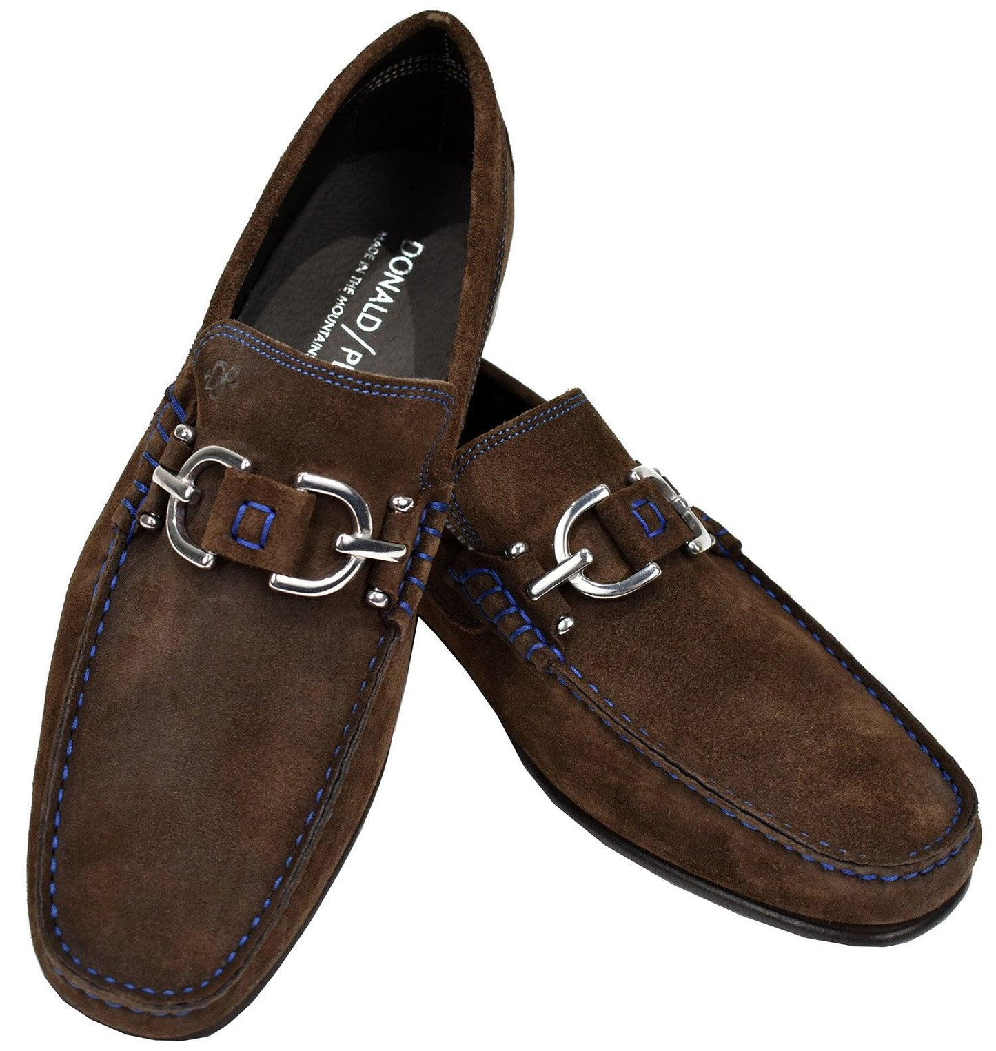 Pliner Italian Suede Shoe King suede from Italy is soft and rich. Signature Pliner metal hardware. Accent contrast stitching. Classic fit. Leather sole Sizes 8 to 12