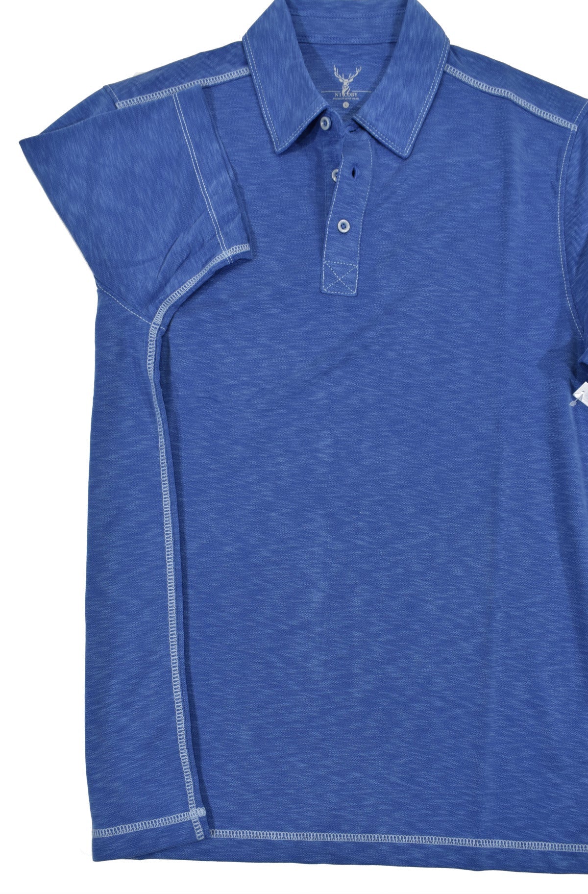 The polynosic microfiber fabric feels soft, luxurious and performs extremely well with a light texture and a peach like finish. Double track stitched collar and marrow rounded stitch detailing on the shoulders and down the side seams. Custom matched buttons, contrast stitching. Classic fit. Colors: Orange, Turquoise, Black, Blue, Red