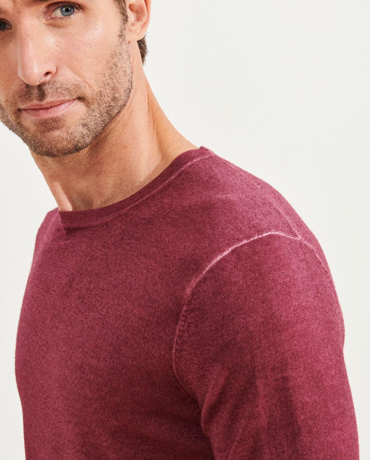 Soft washed merino wool Classic styling with contemporary distressed edges. Light weight and luxurious hand feeling. Open cuffs and waist band. Modern fit is best for slim to moderate builds. If between sizes order up.