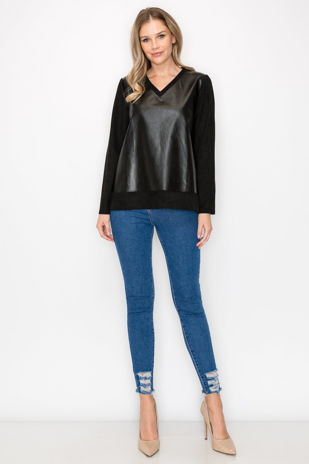 Annabelle Suede Top With Leather - JOH APPAREL - Banebrook Collections