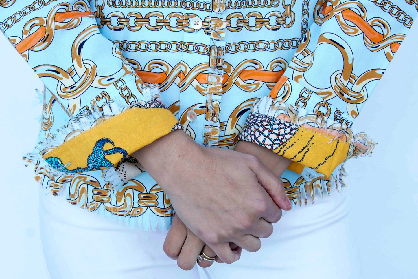 Cape Cod Tunic, Aqua Ground W Orange Links - DIZZY LIZZIE - Banebrook Collections