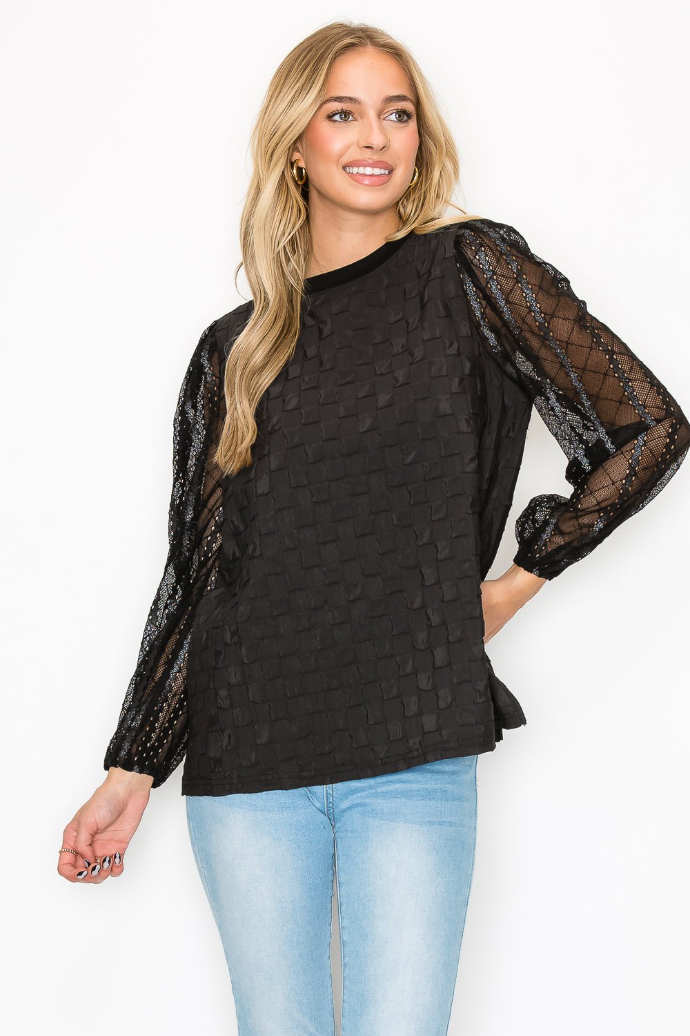 Connie Textured Lace Top - JOH APPAREL - Banebrook Collections