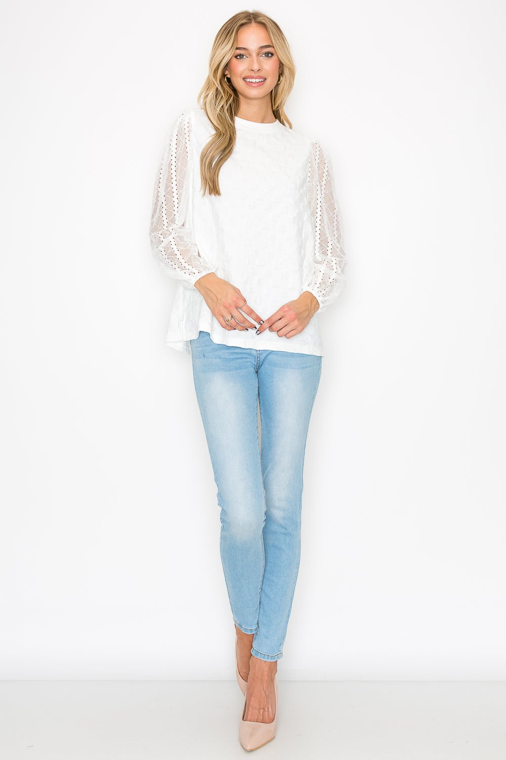 Connie Textured Lace Top - JOH APPAREL - Banebrook Collections