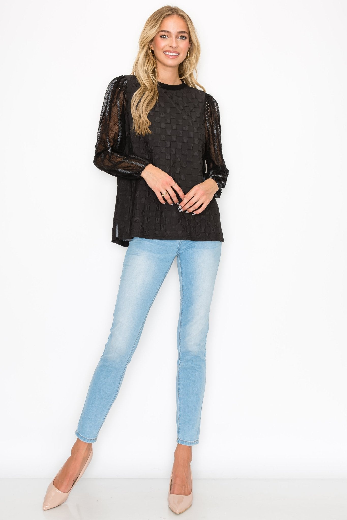 Connie Textured Lace Top - JOH APPAREL - Banebrook Collections