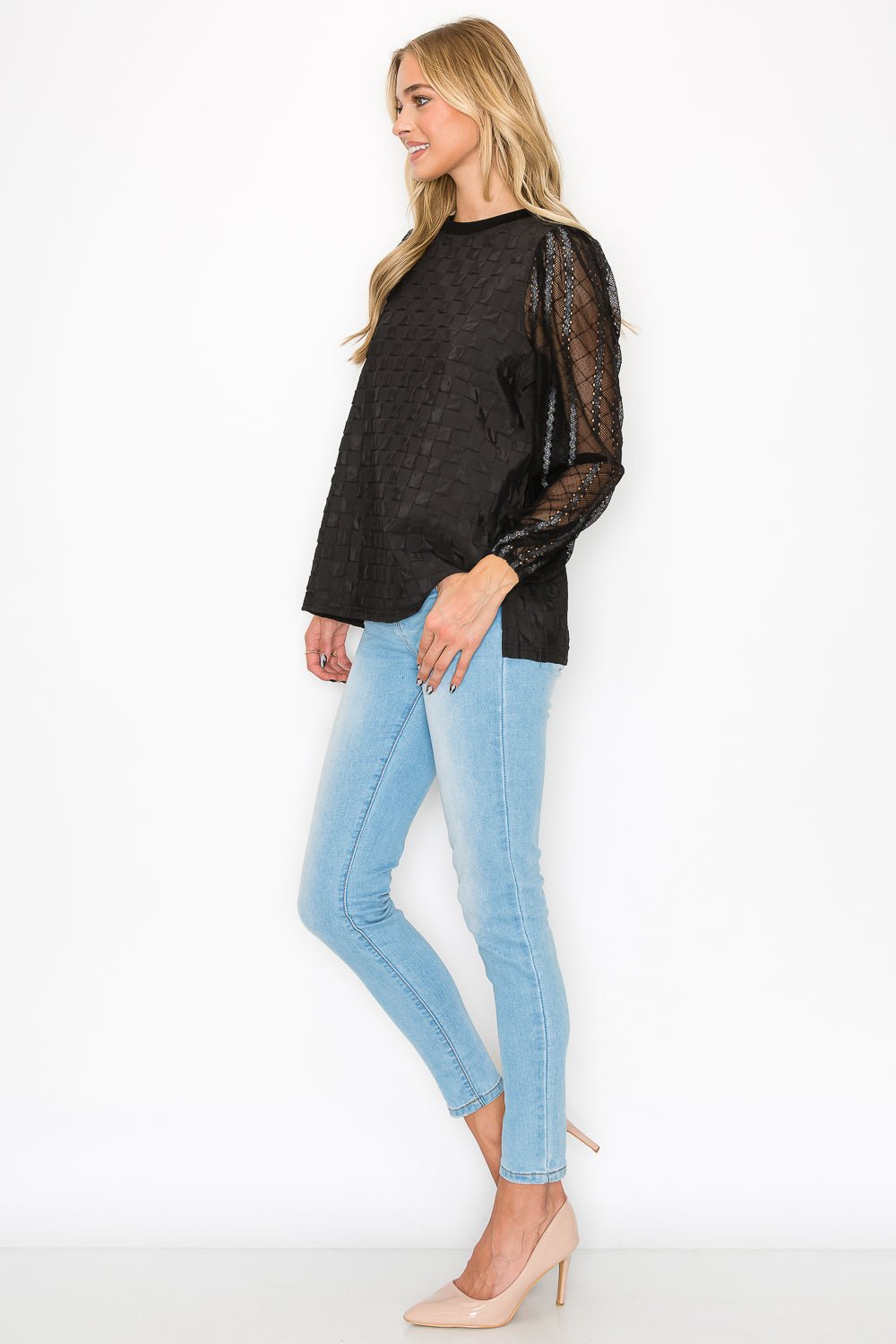 Connie Textured Lace Top - JOH APPAREL - Banebrook Collections
