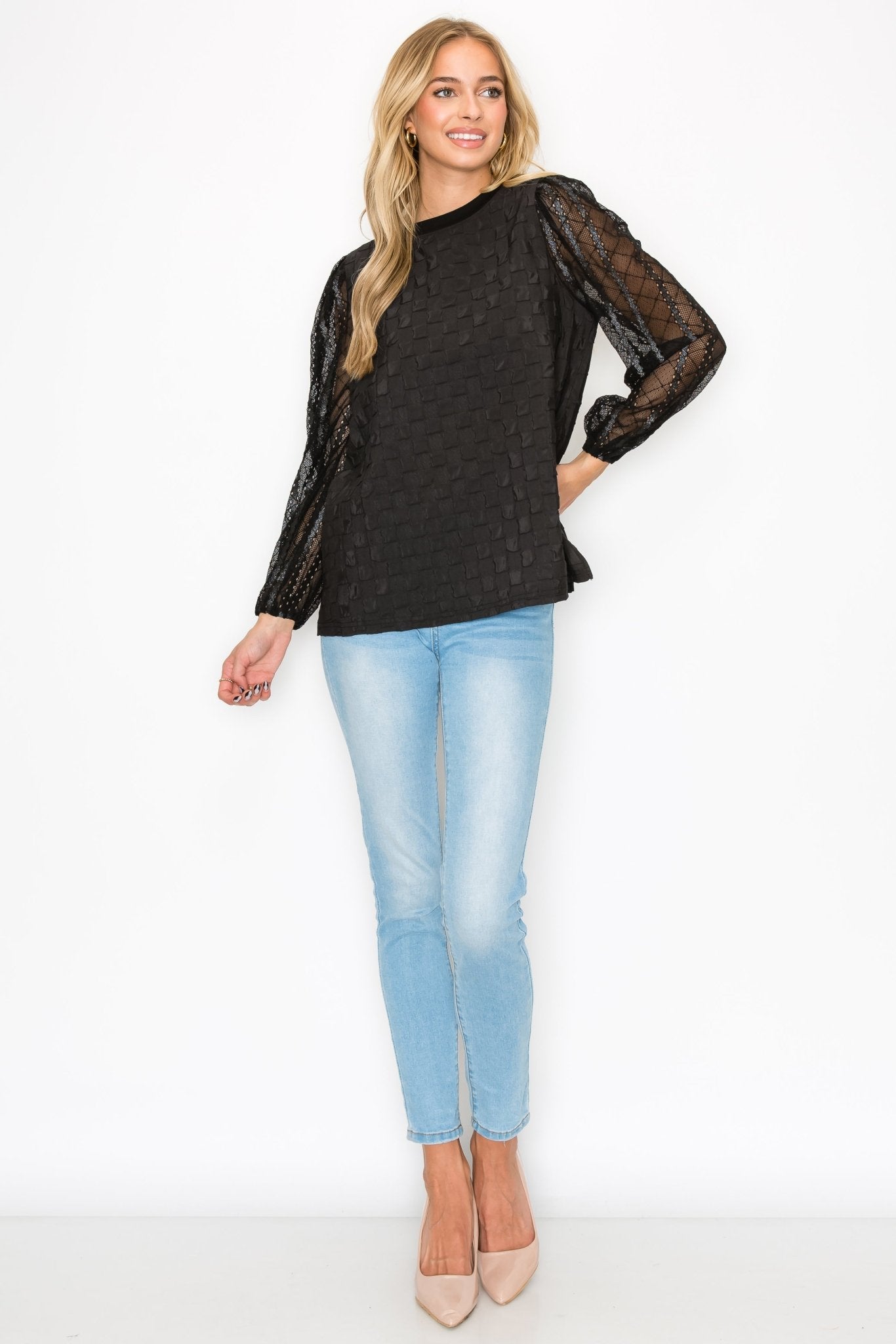 Connie Textured Lace Top - JOH APPAREL - Banebrook Collections