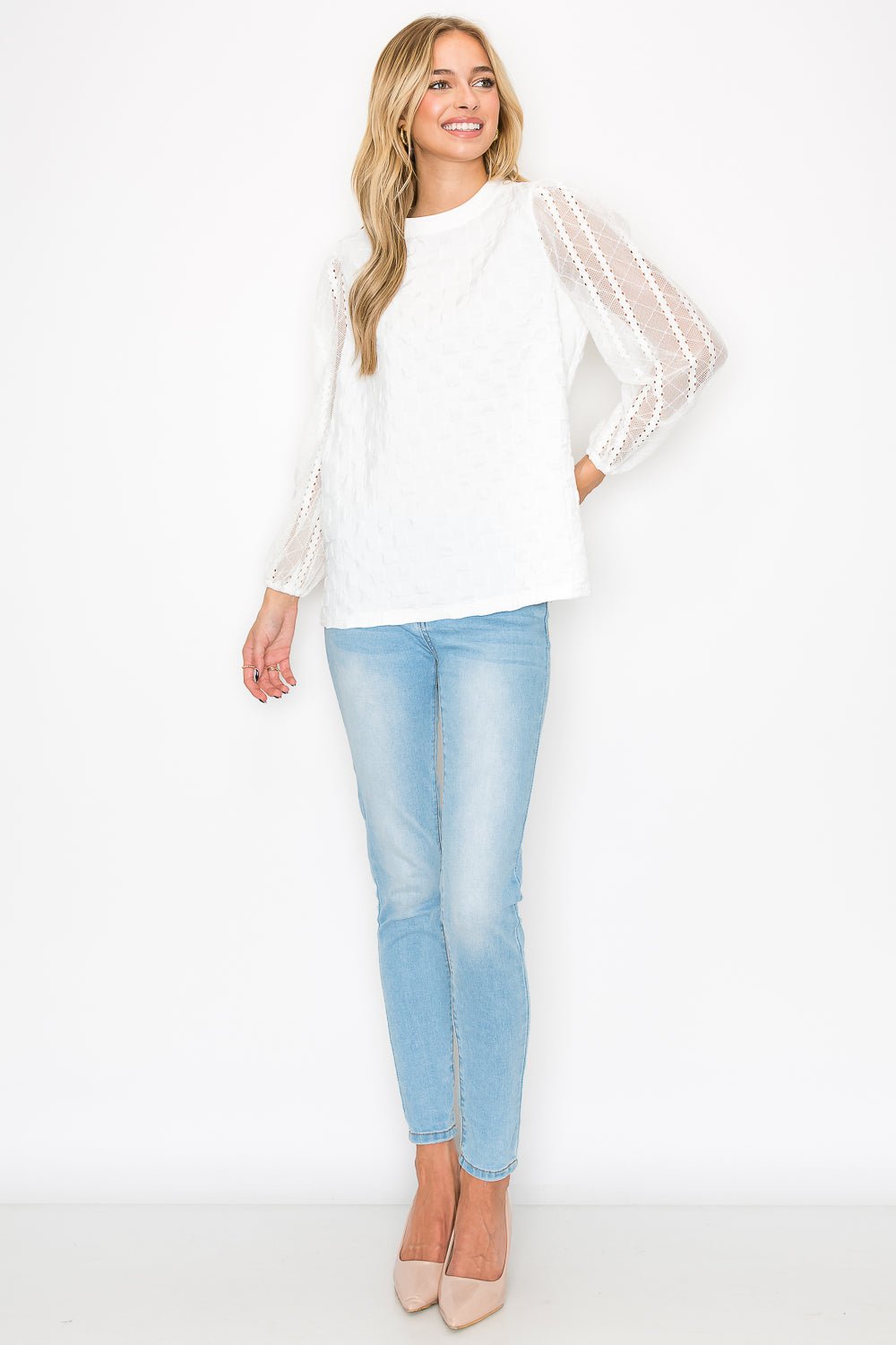 Connie Textured Lace Top - JOH APPAREL - Banebrook Collections