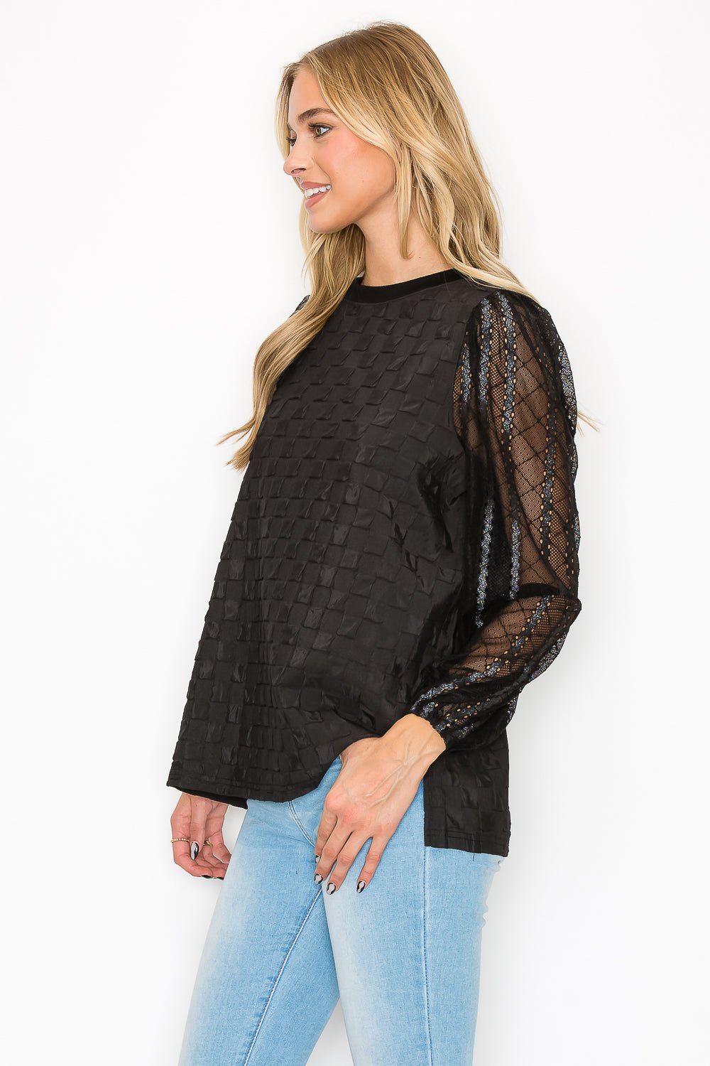 Connie Textured Lace Top - JOH APPAREL - Banebrook Collections
