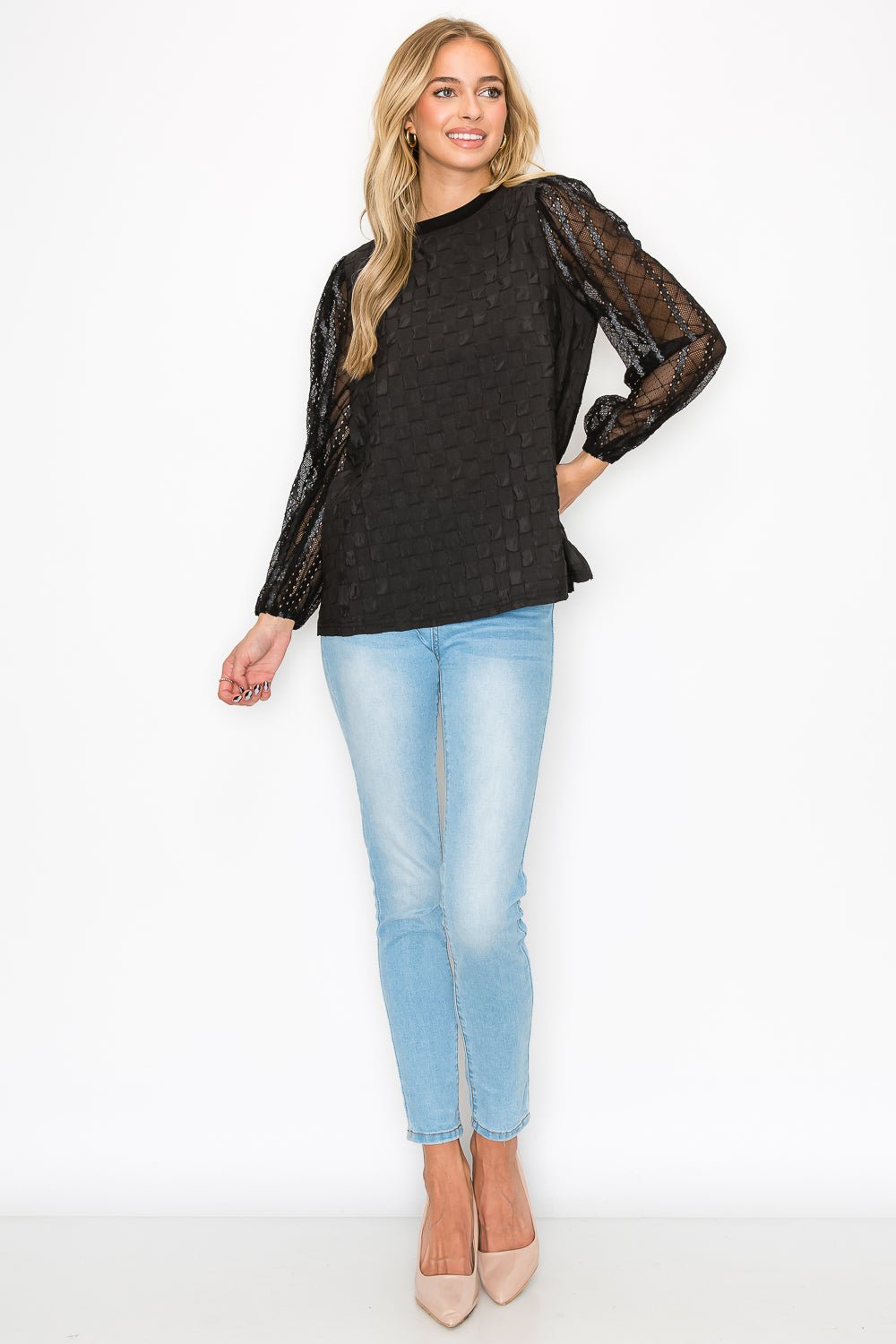 Connie Textured Lace Top - JOH APPAREL - Banebrook Collections