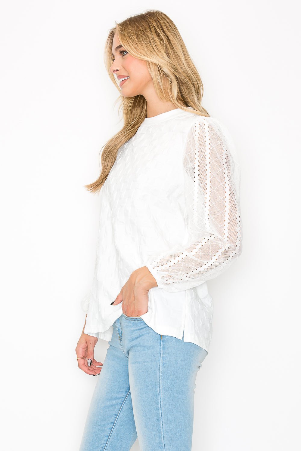 Connie Textured Lace Top - JOH APPAREL - Banebrook Collections