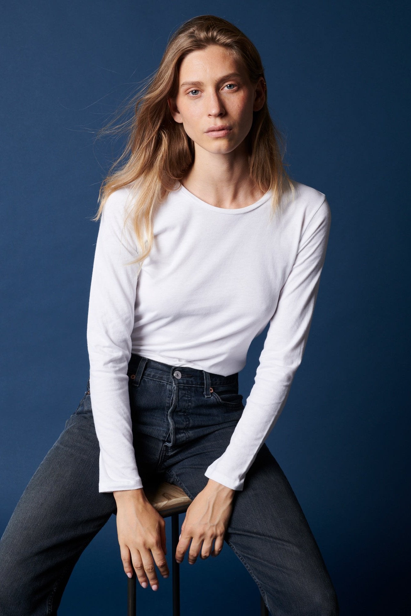 Cotton 'Silk Touch' Long Sleeve Crewneck T-Shirt - MAJESTIC FILATURES - Banebrook Collections