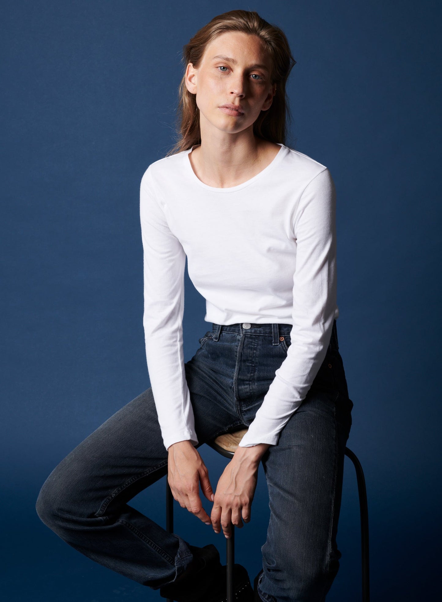 Cotton 'Silk Touch' Long Sleeve Crewneck T-Shirt - MAJESTIC FILATURES - Banebrook Collections