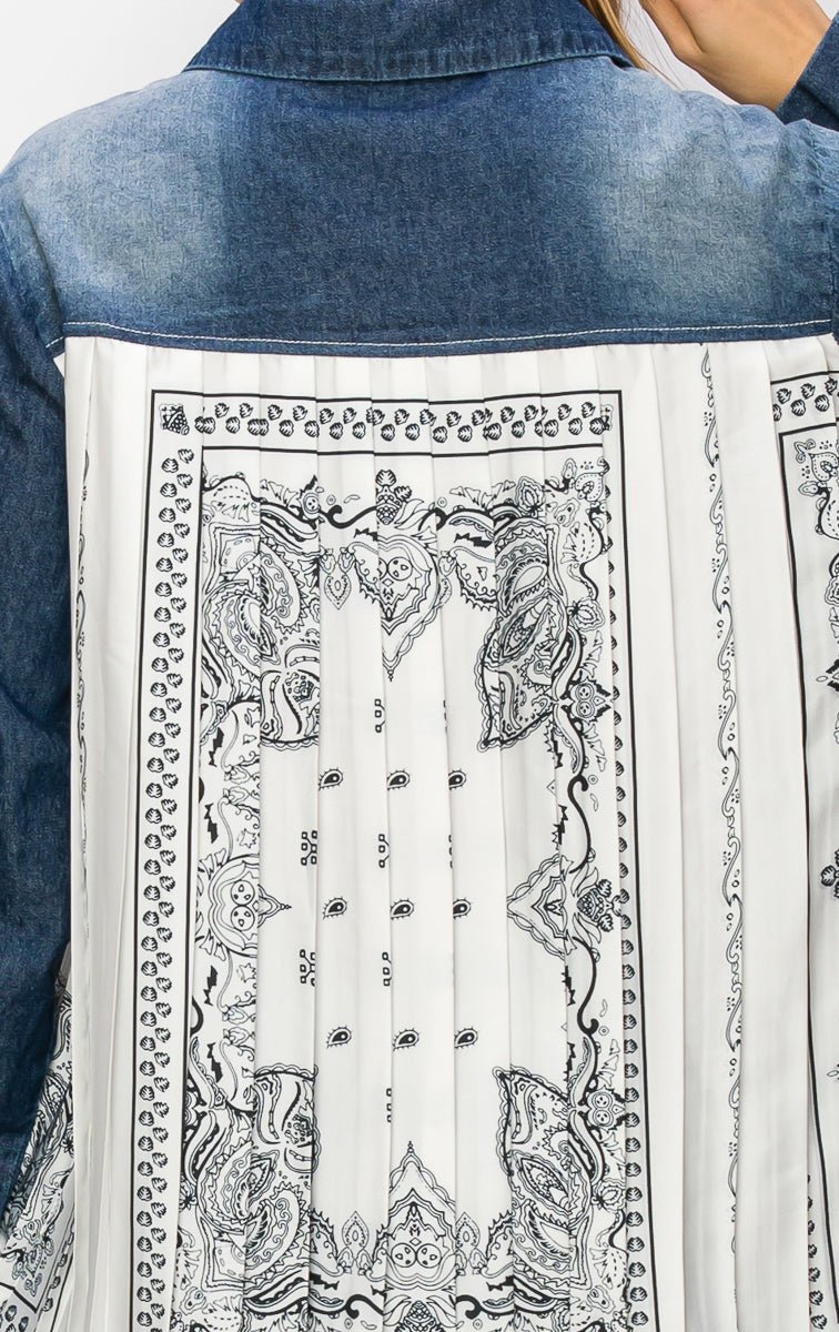 Dani Denim Shirt With Novelty Back Pleating - JOH APPAREL - Banebrook Collections
