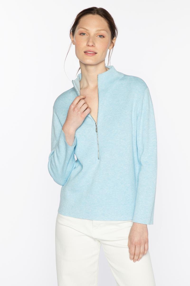 Doubleknit Quarter Zip Mock - KINROSS CASHMERE - Banebrook Collections