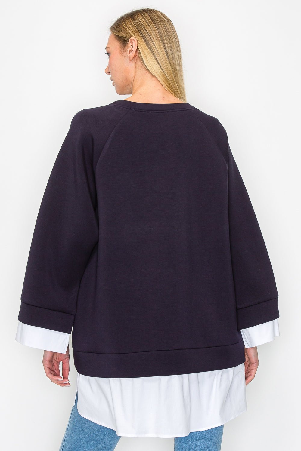 Fannie Knit Top with Cotton Poplin - JOH APPAREL - Banebrook Collections