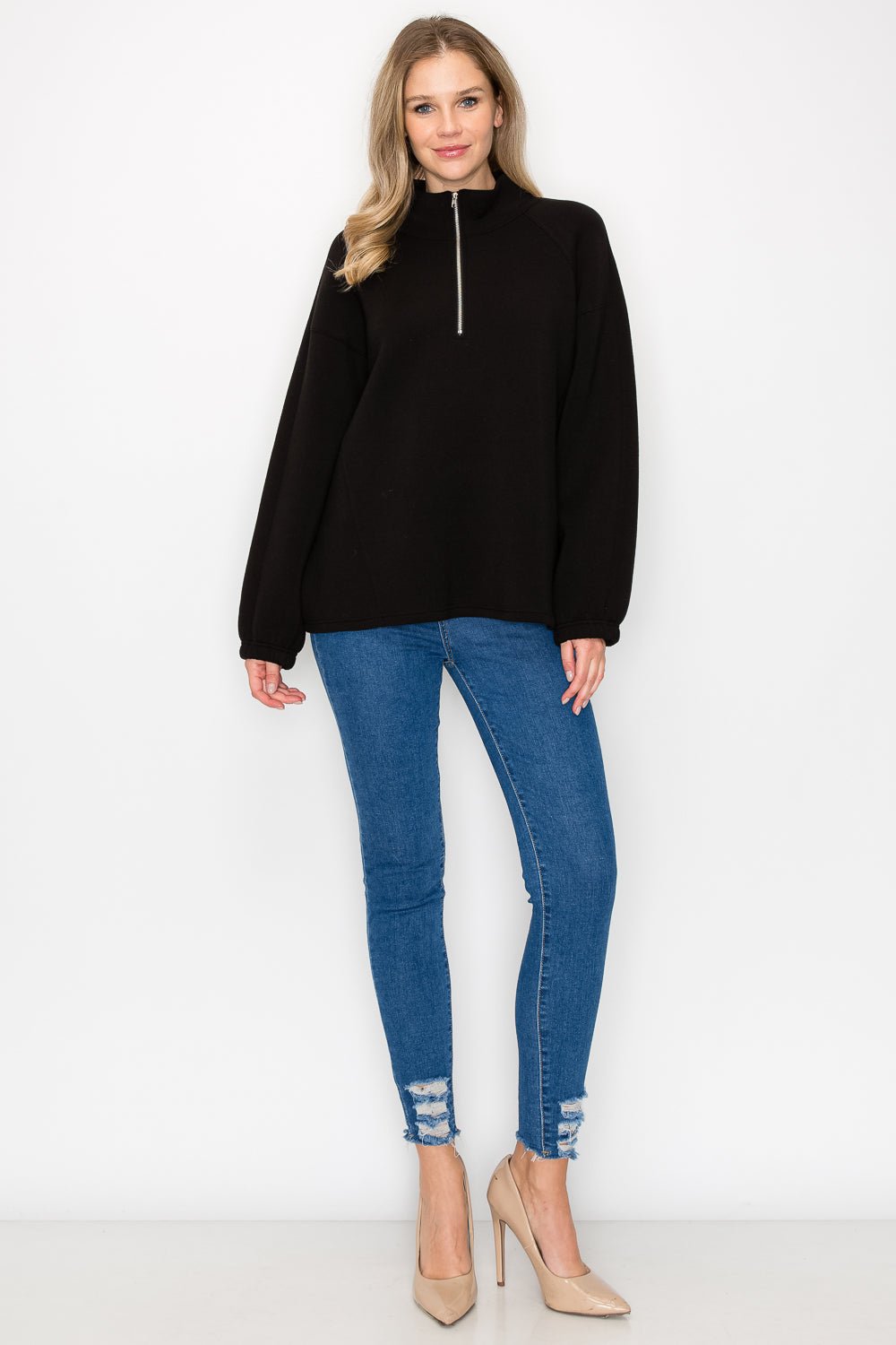 Fatima Half - Zip Pullover Top - JOH APPAREL - Banebrook Collections