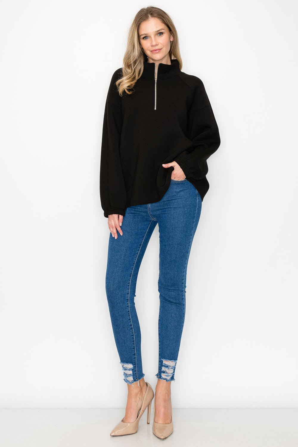 Fatima Half - Zip Pullover Top - JOH APPAREL - Banebrook Collections