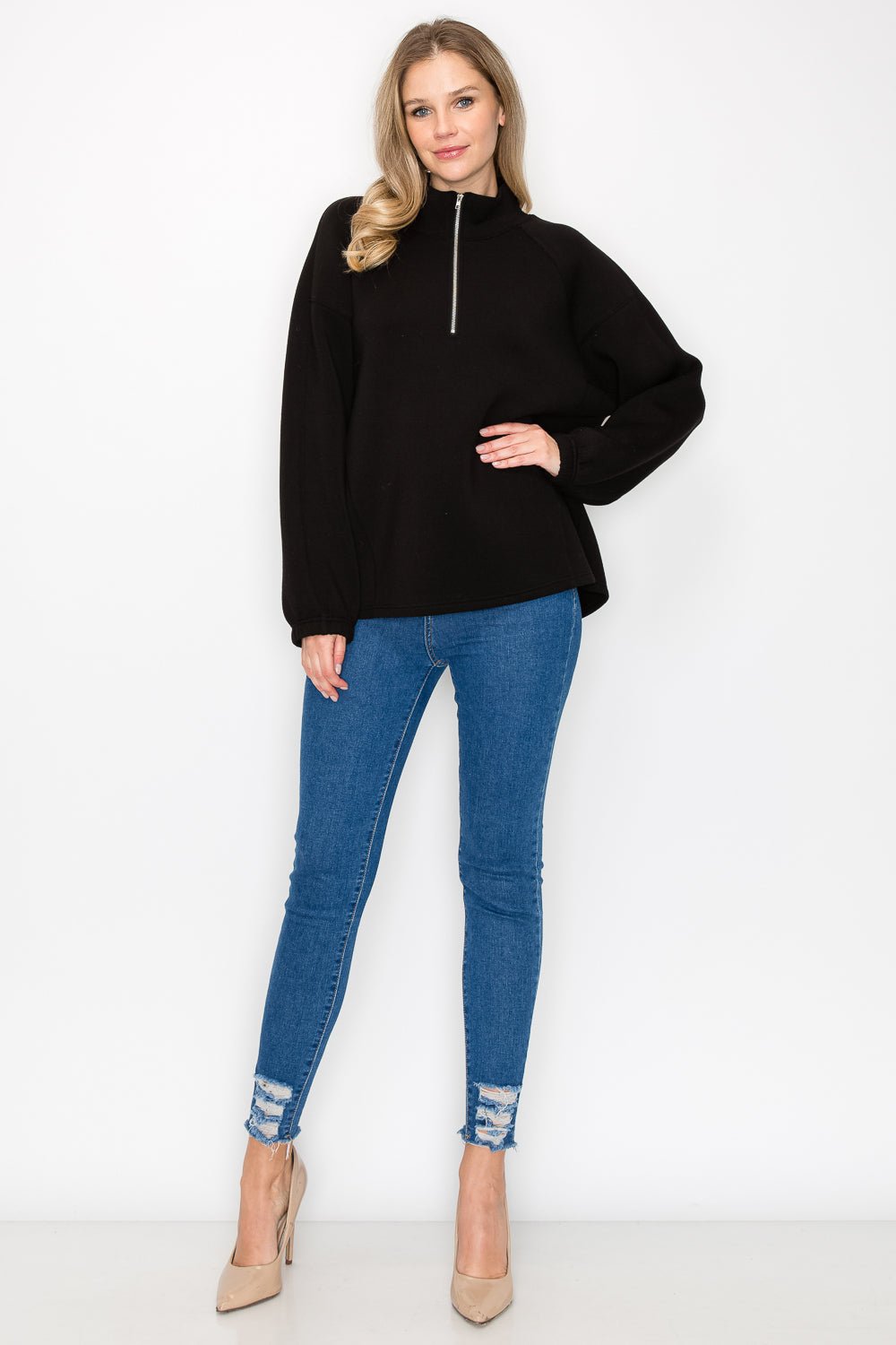 Fatima Half - Zip Pullover Top - JOH APPAREL - Banebrook Collections