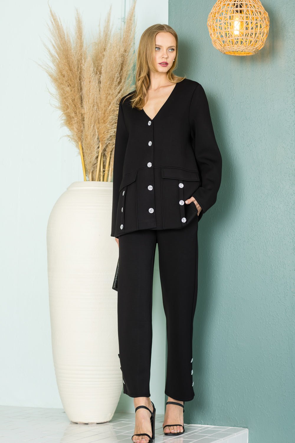 Felicity Jacket with Diamond Studs - JOH APPAREL - Banebrook Collections