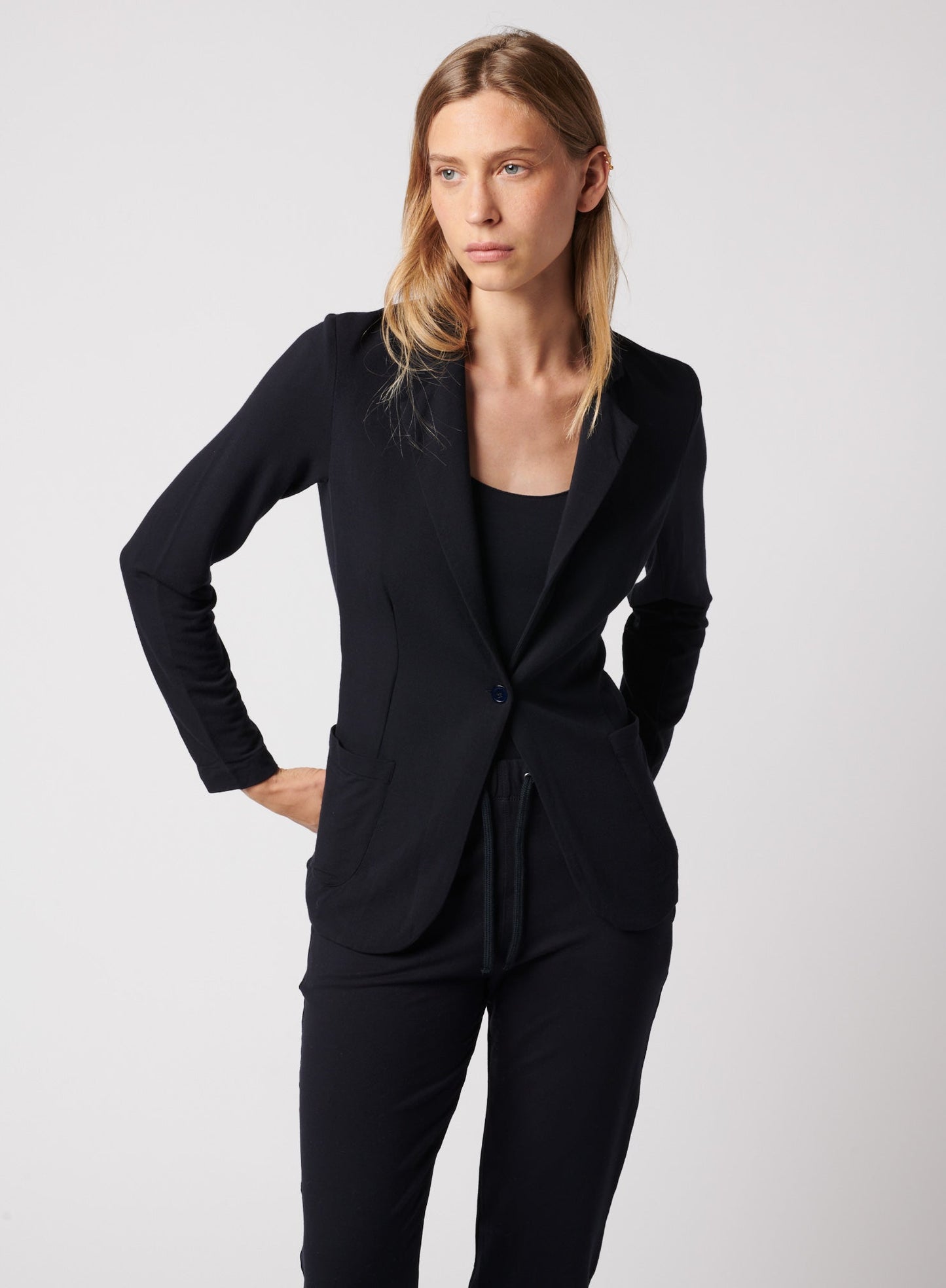 French Terry Brushed Fleece One - Button Blazer - MAJESTIC FILATURES - Banebrook Collections
