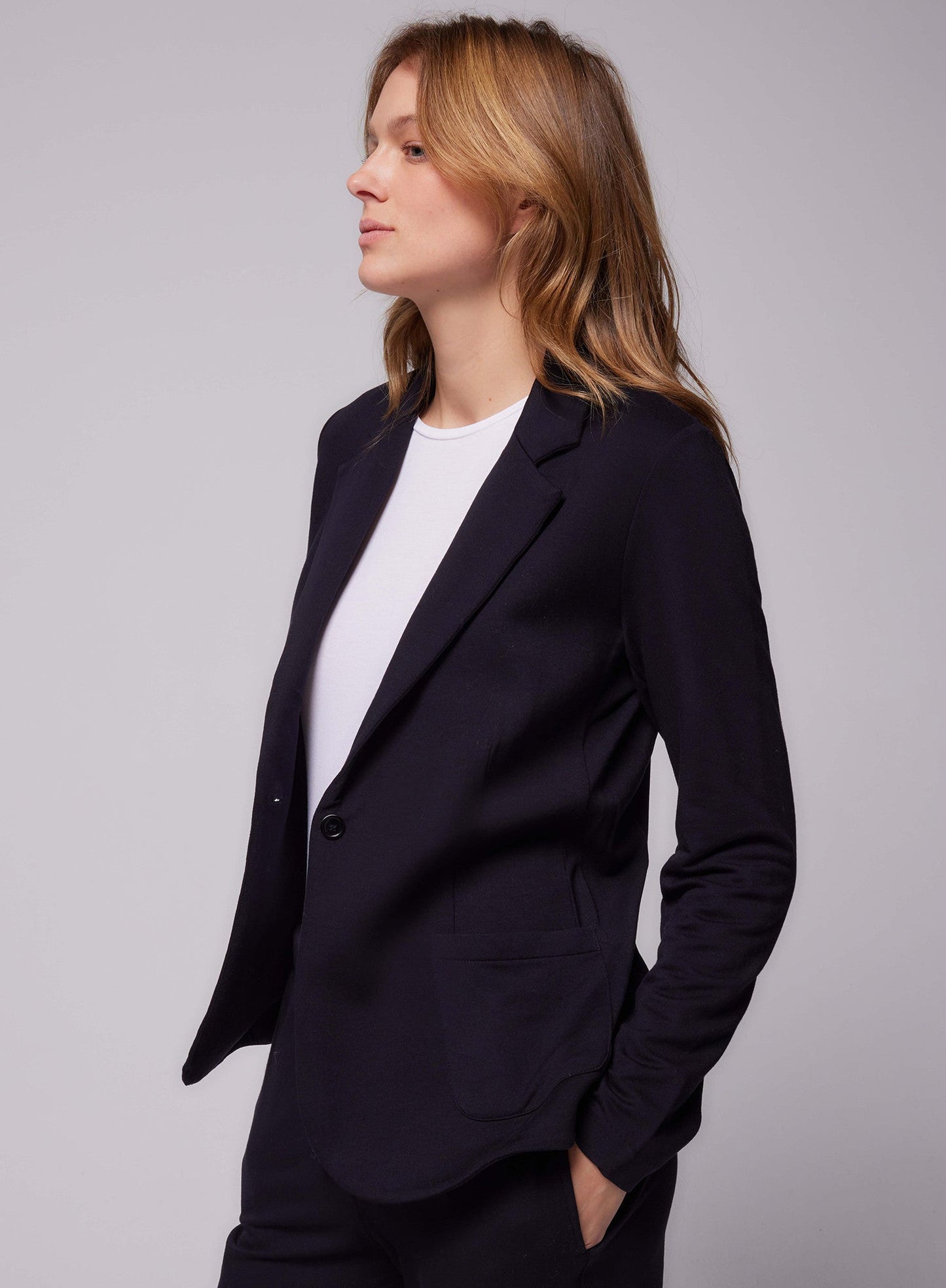 French Terry Looped One - Button Blazer - MAJESTIC FILATURES - Banebrook Collections