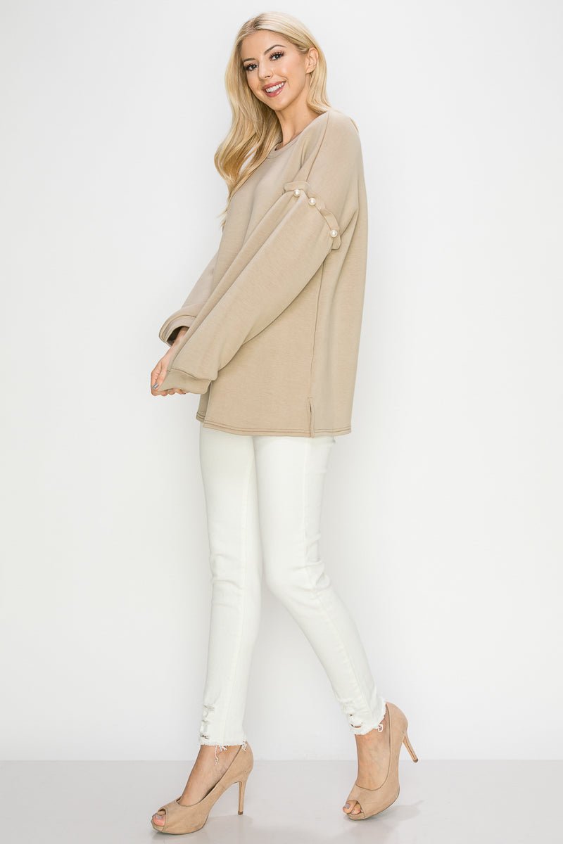 Keda French Scuba Pearl Top - JOH APPAREL - Banebrook Collections