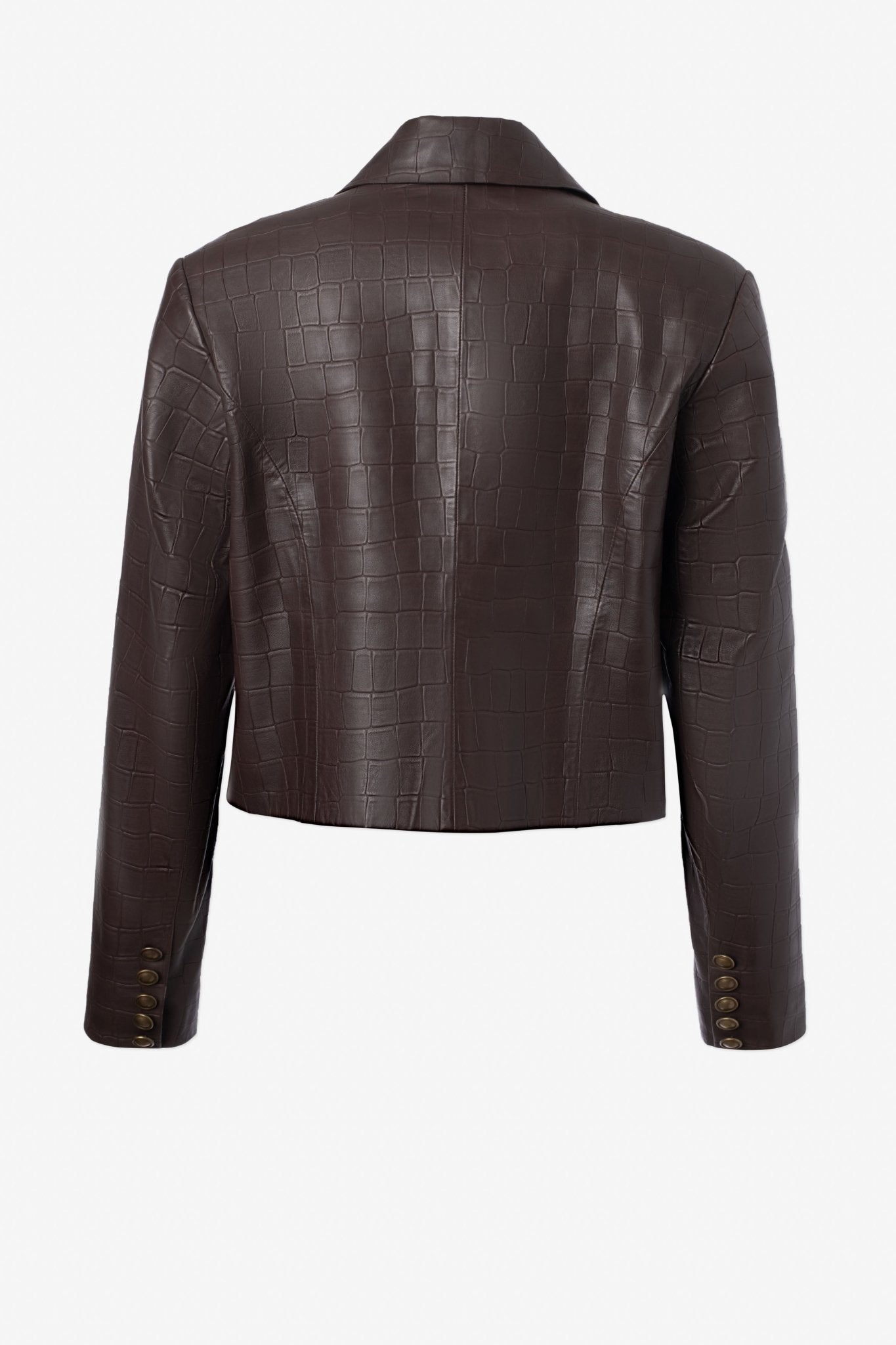Leather Croco Boxy Crop Jacket - IRIS SETLAKWE - Banebrook Collections