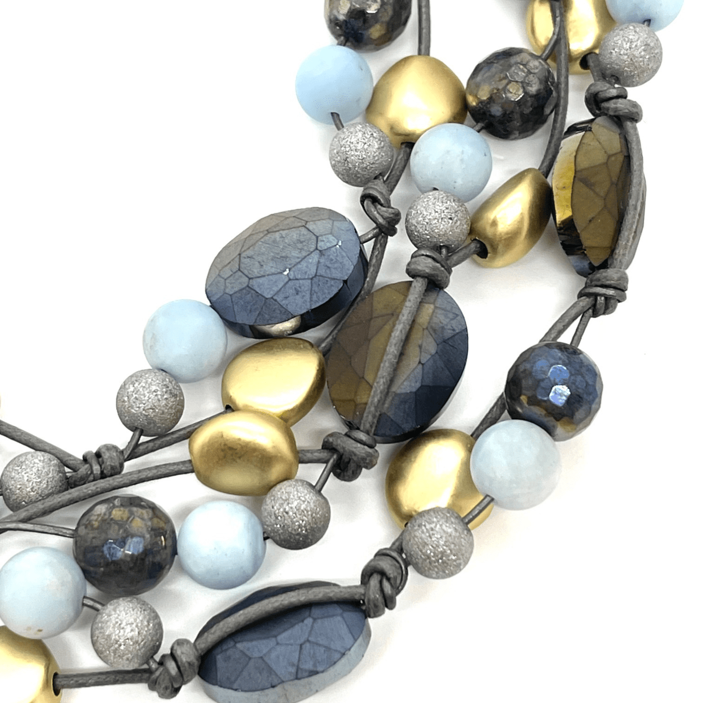Matte Gray Crystal And Matte Aquamarine Torsade - DEBORAH GRIVAS - Banebrook Collections