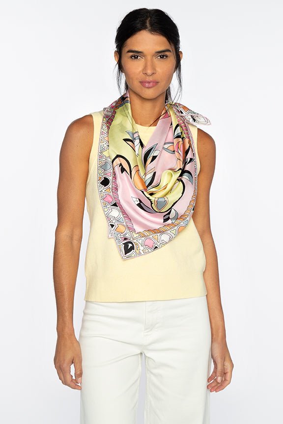 Mod Floral Square Scarf - KINROSS CASHMERE - Banebrook Collections