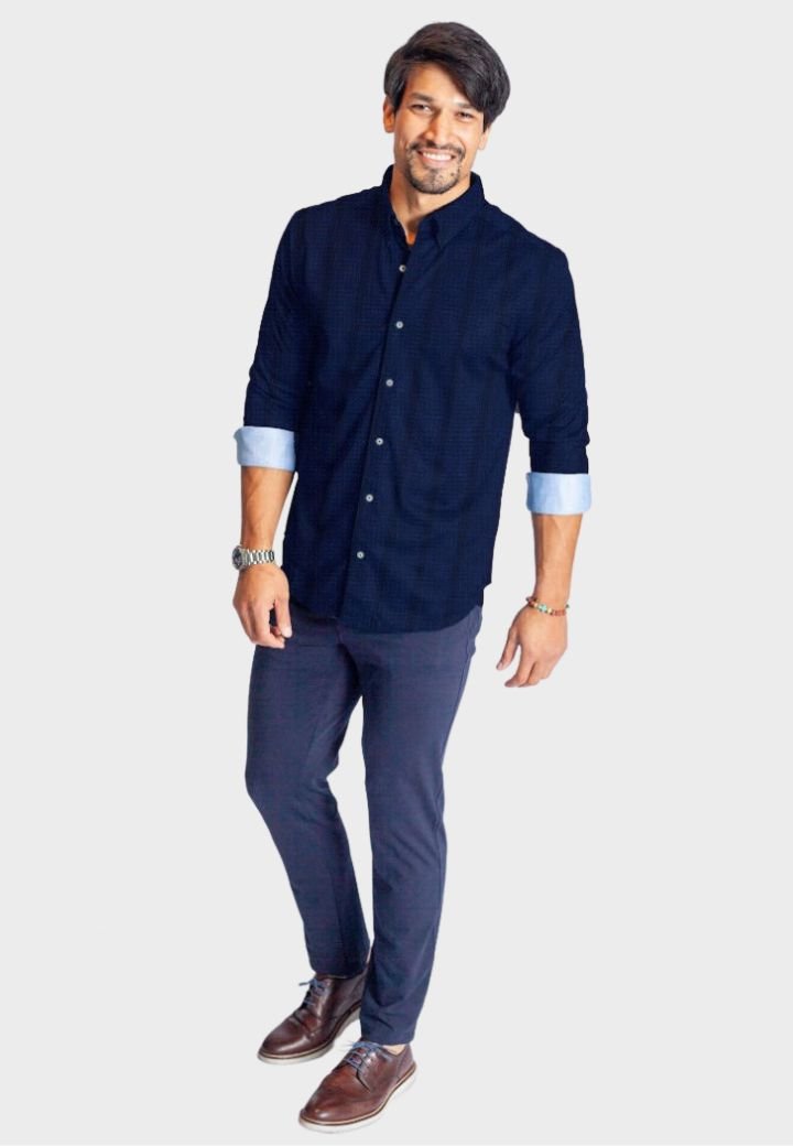 Moody Blues Plaid Long Sleeve Tech Shirt - BUKI - Banebrook Collections