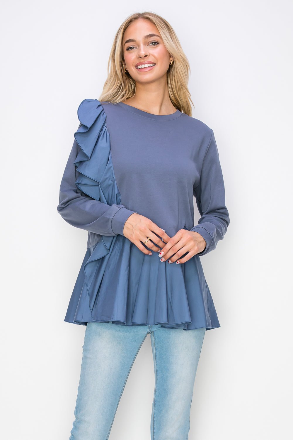 Reya Pointe Knit Ruffled Top - JOH APPAREL - Banebrook Collections