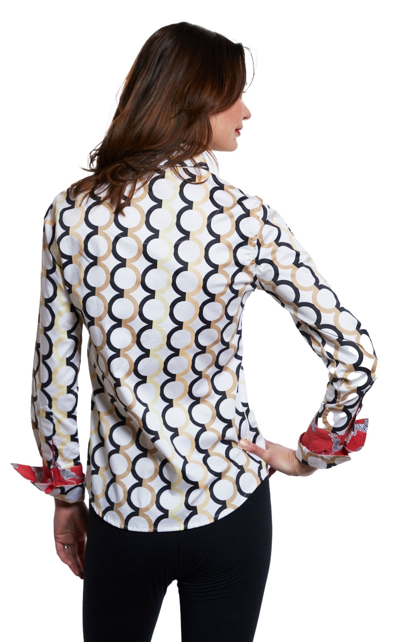 Rome Shirt White Ground With Chocolate Neutral Olympic Rings - DIZZY LIZZIE - Banebrook Collections