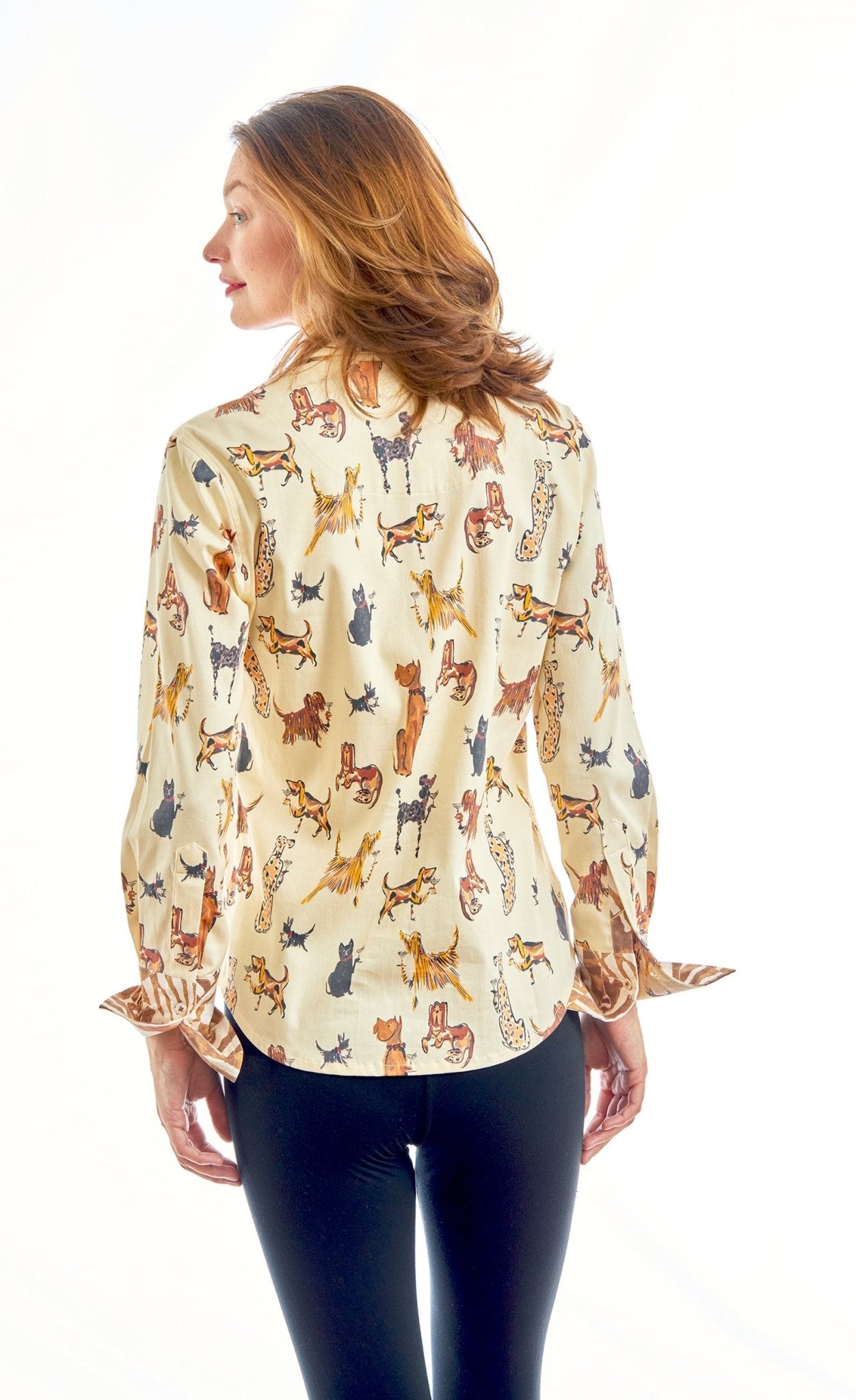 Rome Shirt With Doggies And Kitties Sipping Cocktails - DIZZY LIZZIE - Banebrook Collections