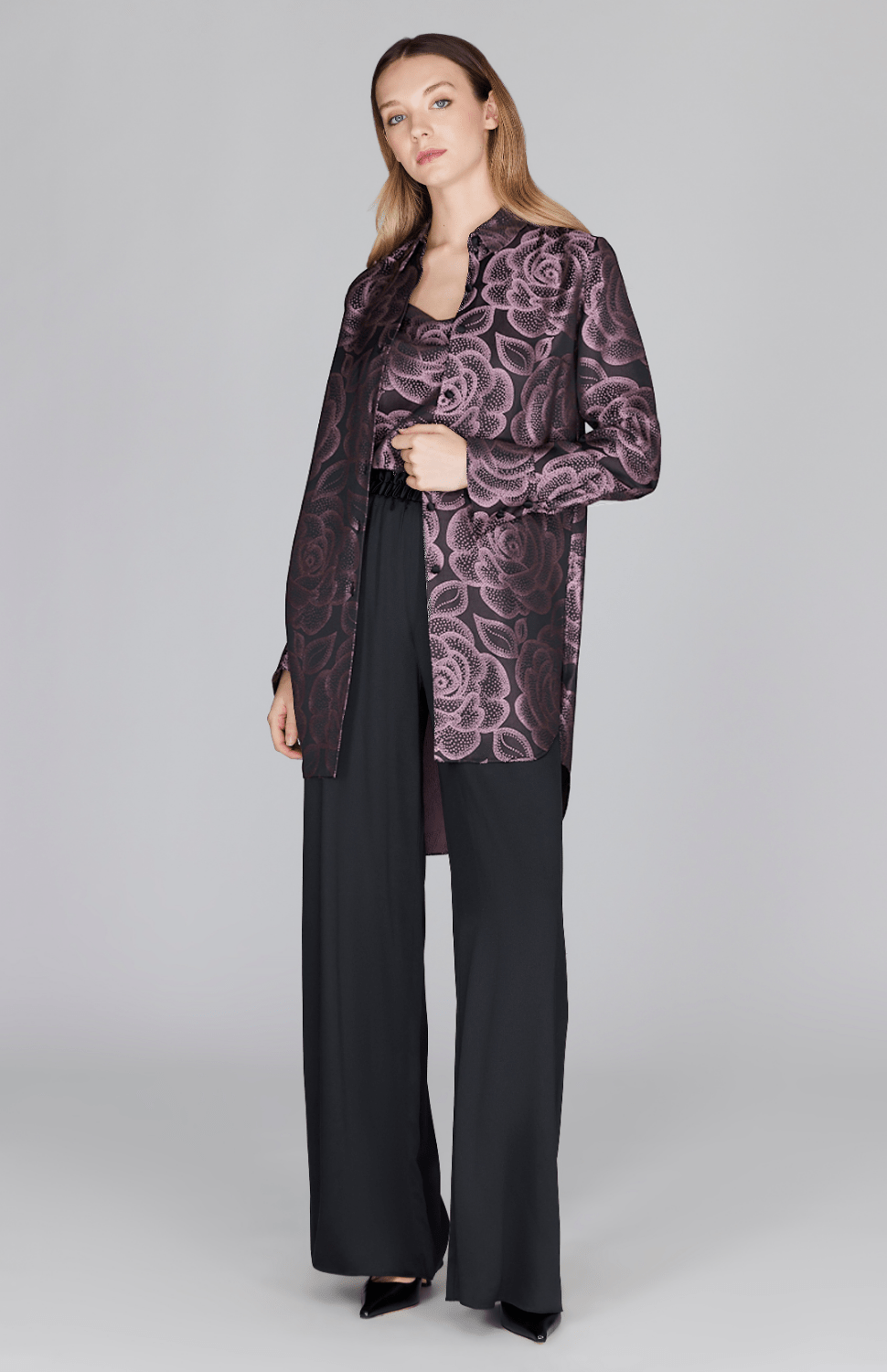 Rose Dot Jacquard Drape Front Camisole - Mi Jong Lee - Banebrook Collections