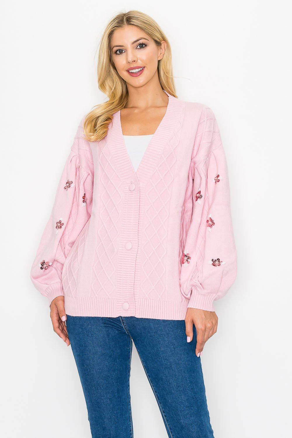 Sabia Sweater Cardigan With Sequin Sparkles - JOH APPAREL - Banebrook Collections